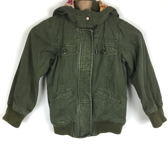 GAP Kids Jacket Utility Military Army Green Camo Hood Southwestern Size Small - Picture 2 of 14
